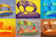 Floating Footholders / 2011 / pastel on paper / each 12x9"